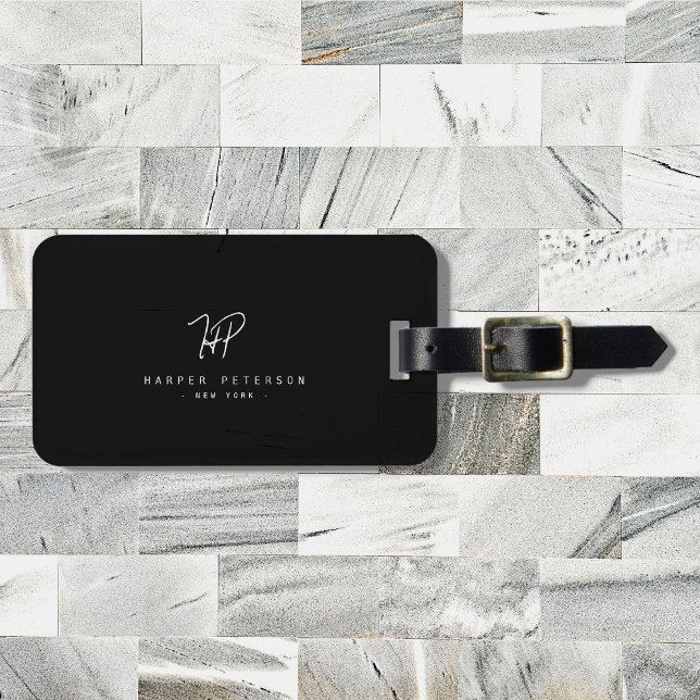 Snyggt av lyxminimala svartvita monogram-Chic i El Bagagebricka (Skapare uppladdad)