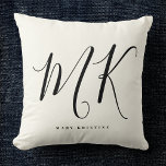 Snyggt av lyxminimala svartvita monogram-Chic i El Kudde<br><div class="desc">Chic och snyggt,  denna moderna monogram bröstkudde i elfenben och svart är en sofistikerad minimalistisk design som kombinerar ditt monogram i ett handskrivet skript längs ditt namn i elegantens serif-typografi.</div>