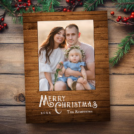 Snyggt av Rustic Land Photo Wood Plank Print Helg Vykort