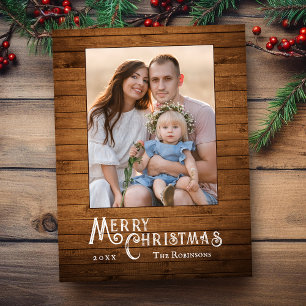 Snyggt av Rustic Land Photo Wood Plank Print Helg Vykort