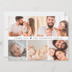 Snyggt baby 5 foto grid collage nyfödd tack inbjudningar