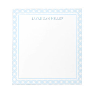 Snyggt Baby blue och White Gingham Mönster Anteckningsblock