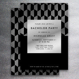 Snyggt Bachelor Party Modern Faux Silver Foil Inbjudningar