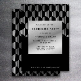Snyggt Bachelor Party Modern Faux Silver Foil Inbjudningar