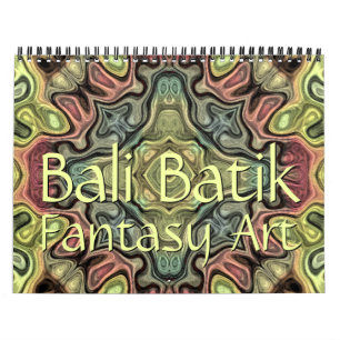 Snyggt Bali Batik Mönster Fantasy Art Designing Kalender