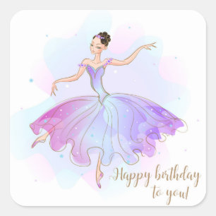 Snyggt Ballerina Birthday Önskemål Födelsedag Fyrkantigt Klistermärke