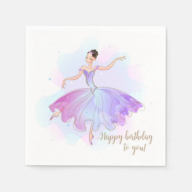 Snyggt Ballerina Birthday Önskemål | Födelsedag Pappersservett (Framsidan)