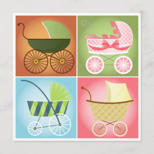 Snyggt Barnvagn Babykläder Inbjudningar