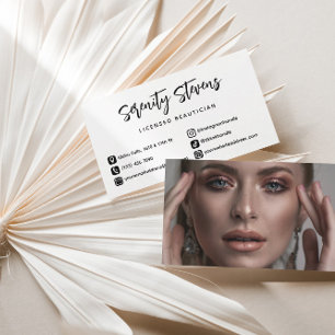 Snyggt Beautician Black Social Media Icons Photo Visitkort
