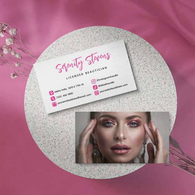 Snyggt Beautician Shock rosa Media Photo Visitkort (Skapare uppladdad)