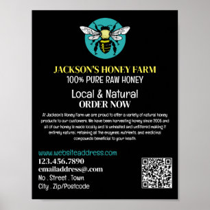 Snyggt Bee Logotyp - Beeyard, honungsfarmsreklam Poster
