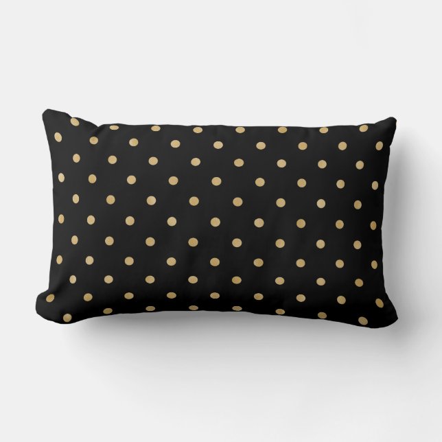 Snyggt Beige Polka Dot Black Mönster Design Lumbarkudde (Framsida)