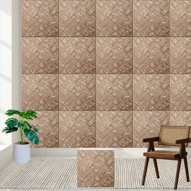 Snyggt Beige Shimming Glitter Golv Wall Tile Kakelplatta (Stylish Beige Shimmering Glitter Floor Wall Tile)