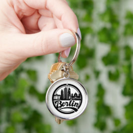 Snyggt Berlin City Vintage Logotyp Rund Silverfärgad Nyckelring