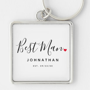 Snyggt Best Man Bröllop Fyrkantig Silverfärgad Nyckelring