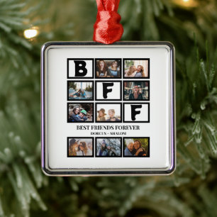Snyggt BFF Bästa vänner för 9 Photo Collage Julgransprydnad Metall