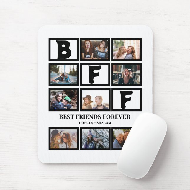 Snyggt BFF Bästa vänner för 9 Photo Collage Musmatta (Med mus)