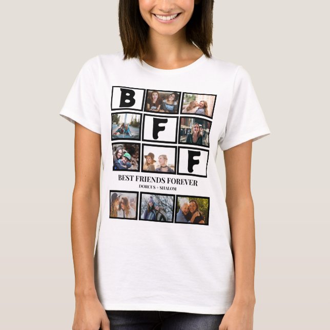 Snyggt BFF Bästa vänner för 9 Photo Collage T Shirt (Framsida)