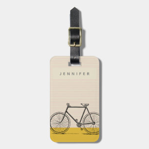 Snyggt Bike Illustration  och Gult Namn Bagagebricka