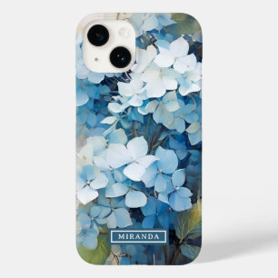 Snyggt Blå vattenfärg Hydrangea Namn-mall