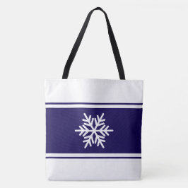 Snyggt Blå vit Tävla Rand Snöflake Tygkasse
