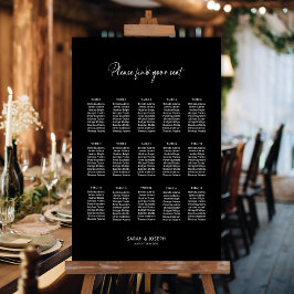 Snyggt Black 15 Bord Bröllop-sittdiagram Poster