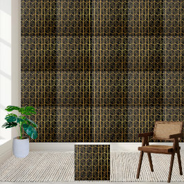 Snyggt Black and Guld Geometric Art Deco Tile Kakelplatta