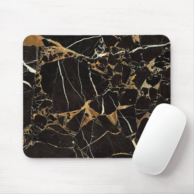 Snyggt Black and Guld Marble Mouse Pad Musmatta (Med mus)