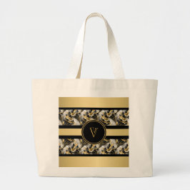Snyggt Black and Guld Marble Tote Bag Jumbo Tygkasse