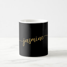 Snyggt Black and Guld Monogram Namn Namnteckning Kaffemugg