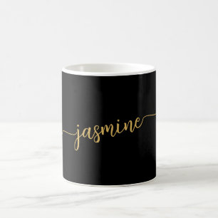 Snyggt Black and Guld Monogram Namn Namnteckning Kaffemugg