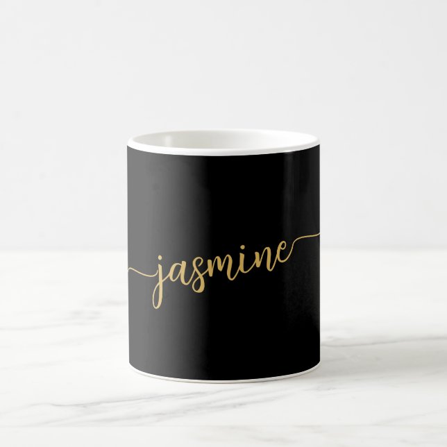 Snyggt Black and Guld Monogram Namn Namnteckning Kaffemugg (Center)