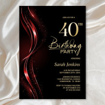 Snyggt Black and Red 40 Birthday Party
