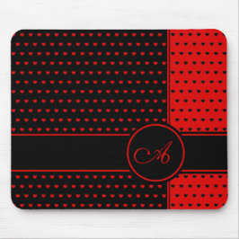 Snyggt Black and Red Hearts Mönster - Monogram Musmatta