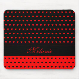 Snyggt Black and Red Hearts Mönster Namn Musmatta