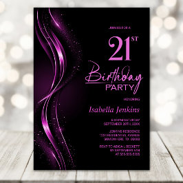 Snyggt Black and Rosa 21:a födelsedagen Party Inbjudningar