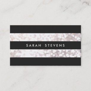 Snyggt Black and White Bokeh Stripe Modern Visitkort