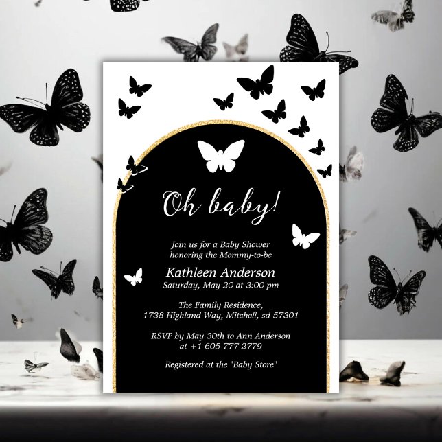 Snyggt Black and White Gender Neutral Baby Shower Inbjudningar (Stylish Black And White Gender Neutral Baby Shower Invitation)