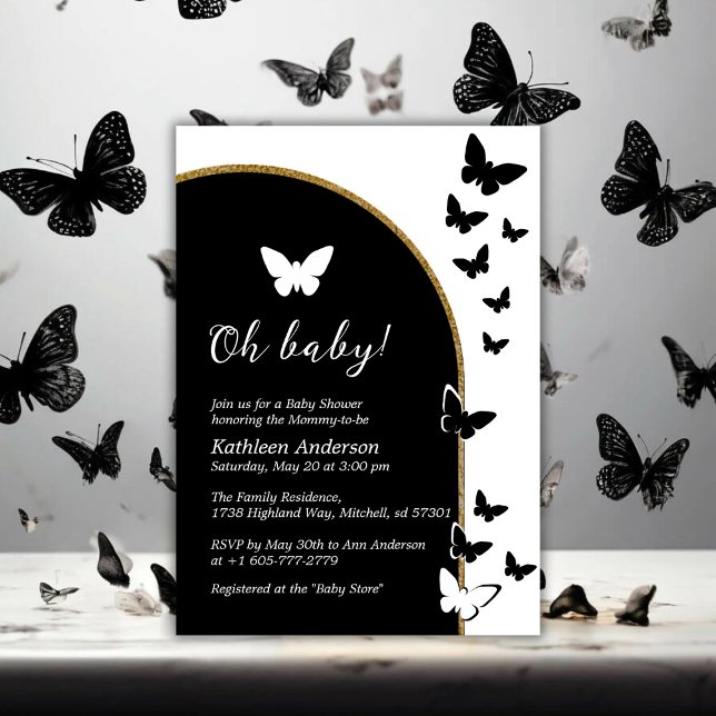 Snyggt Black and White Gender Neutral Baby Shower Inbjudningar (Stylish Black And White Gender Neutral Baby Shower Invitation)