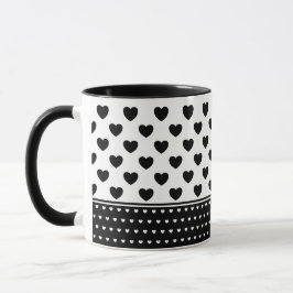 Snyggt Black and White Hearts Mönster Mugg