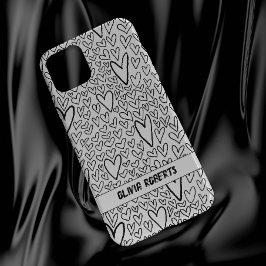 Snyggt Black and White Hearts Mönster Personalize