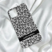 Snyggt Black and White Hearts Mönster Personalize