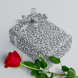 Snyggt Black and White Hearts Mönster Presentpapper
