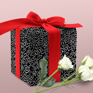 Snyggt Black and White Hearts Mönster Presentpapper