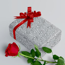 Snyggt Black and White Hearts Mönster Presentpapper