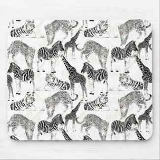 Snyggt Black and White Jungle Animals Mönster Musmatta