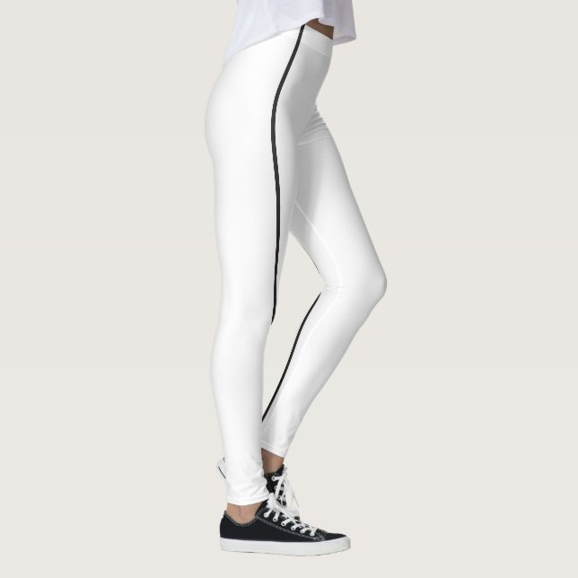 Snyggt Black and White Monokrome Thin Linjer Leggings (Höger)