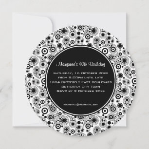 Snyggt Black and White paisley stil Birthday Inbjudningar