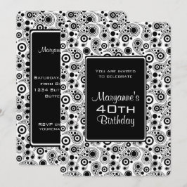 Snyggt Black and White paisley stil Birthday Inbjudningar