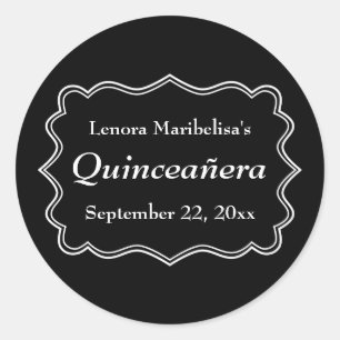 Snyggt Black and White Quinceanera Runt Klistermärke